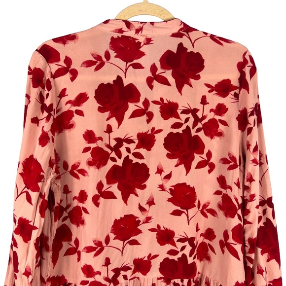 Matilda Jane Size M Miri Floral Print Pleated Blouse Long Sleeve Red Casual Top - Picture 9 of 11
